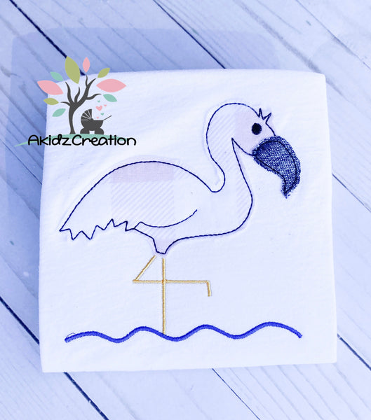 bird embroidery design, flamingo embroidery design, tropical bird embroidery design, water bird embroidery design, applique, flamingo applique