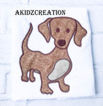 weenie dog embroidery design, dog embroidery, puppy embroidery, applique, embroidery design, dachshund embroidery design
