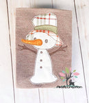 winter embroidery design, snowman embroidery design, applique, snowman applique, bean stitch applique snowman embroidery design