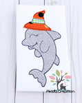 dolphin embroidery design, witch embroidery design, witch hat embroidery design, dolphin embroidery design, ocean animal embroidery design, animal embroidery design, halloween embroidery design