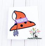witch embroidery design, witch hat embroidery design, witch hat with spider embroidery design, halloween embroidery design, witch hat embroidery design