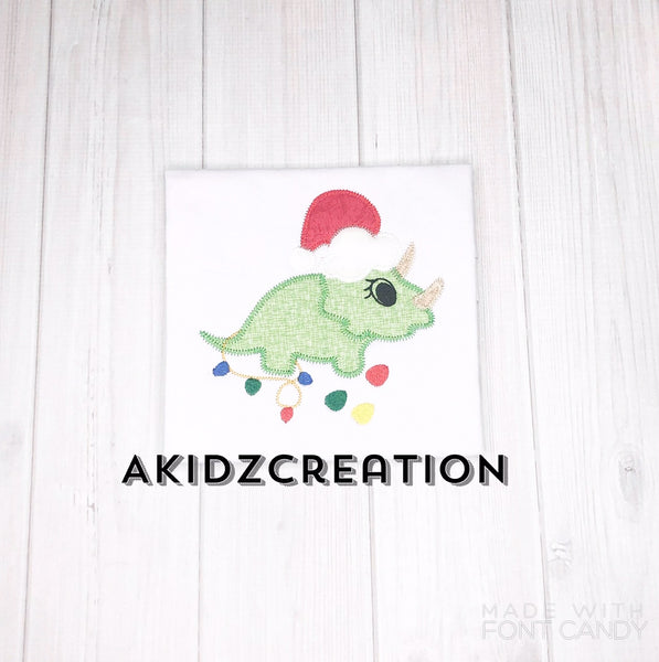 triceratops embroidery design, christmas applique, christmas embroidery design, applique, christmas triceratops embroidery, triceratops embroidery design, triceratops embroidery design 