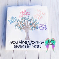 you are worthy tree embroidery design, emotional support embroidery design, worthy embroidery design