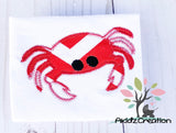 zig zag crab embroidery design, crab embroidery design, nautical embroidery design, animal embroidery, ocean animal embroidery design, applique, applique embroidery design, akidzcreation