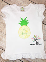 pineapple embroidery design, pineapple applique embroidery design, machine embroidery pineapple design, zig zag applique, fruit embroidery design, food embroidery design, citrus fruit embroidery design