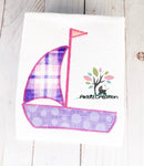 zig zag applique, sailboat applique, applique, boat embroidery design, boat applique, lake embroidery design