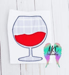 wine glass embroidery design, dishes embroidery design, wine embroidery design, zig zag applique embroidery design